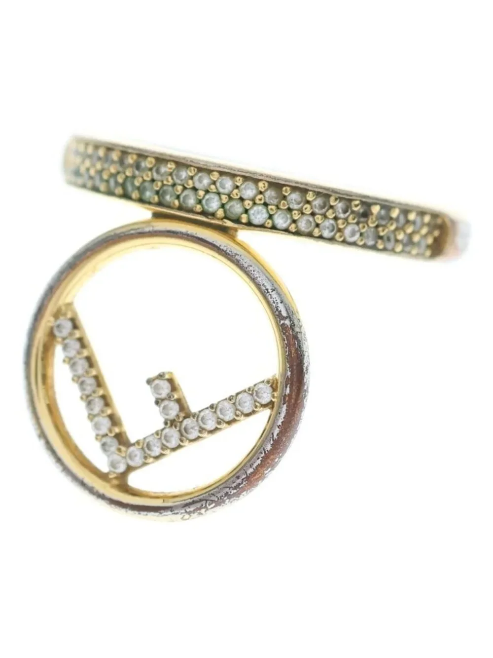 Fendi Is Crystal Metal Ring Gold